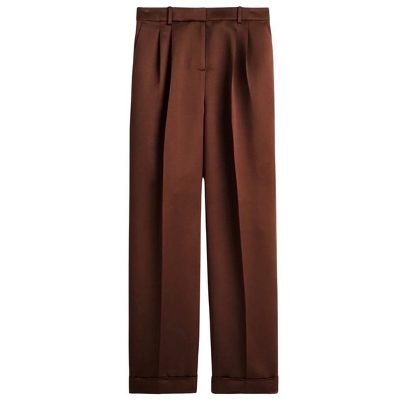 J. Crew Pants - J. CREW Wide-leg pleated pant in duchesse‎ satin brown